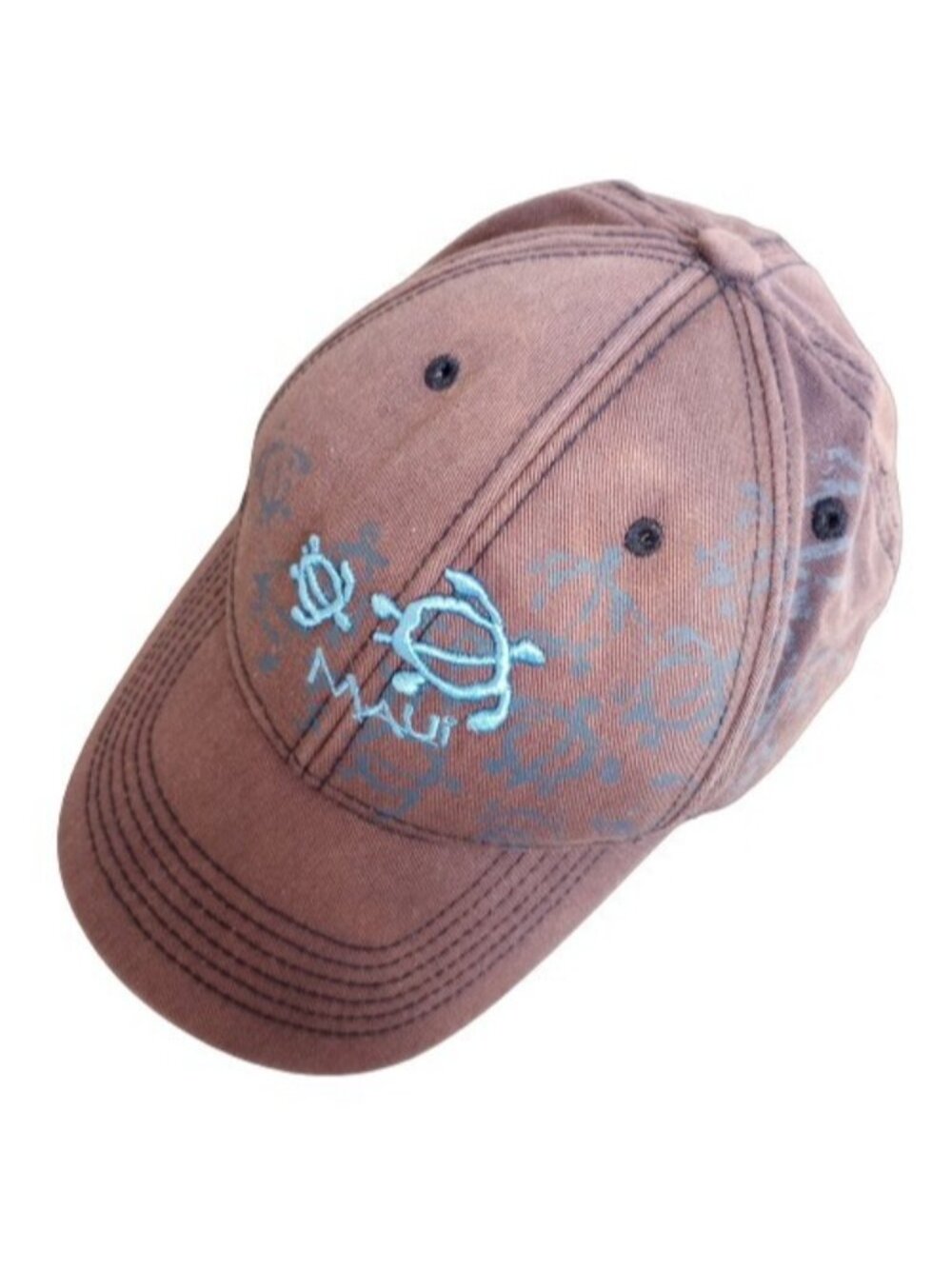 Maui Hawaii Baseball Cap Hat Embroidered Turtles Elastic Cloth Strap Blue